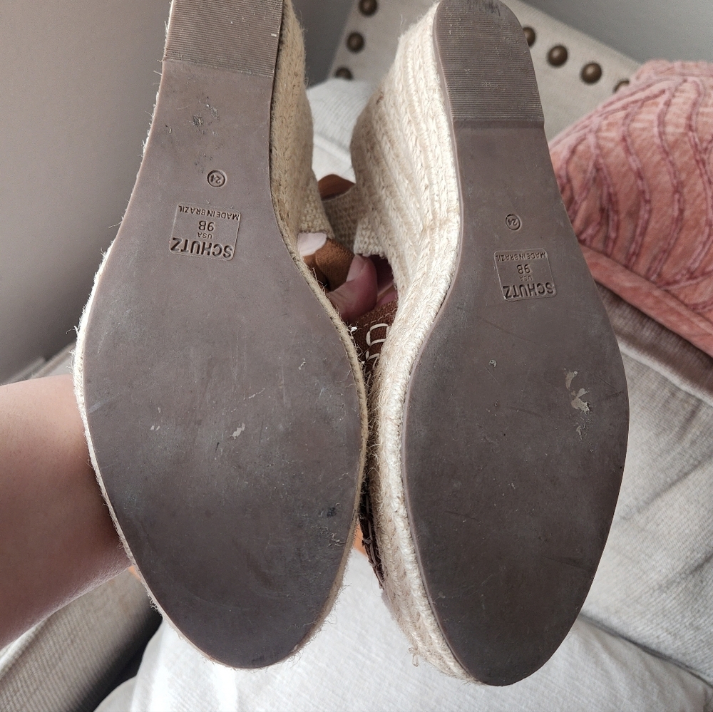 SCHUTZ Brown and Cream Espadrille Wedges - Picture 6 of 7